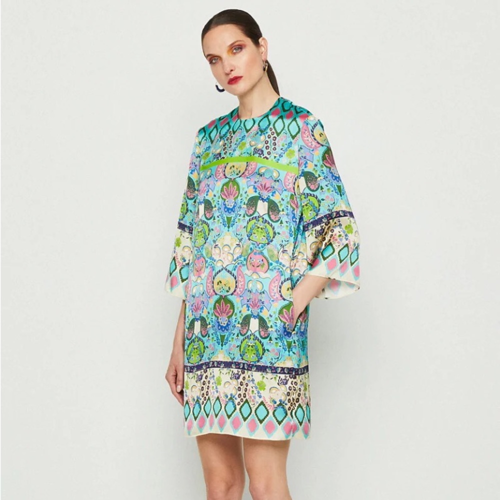 Mirto Turquoise Ornamental Print Dress